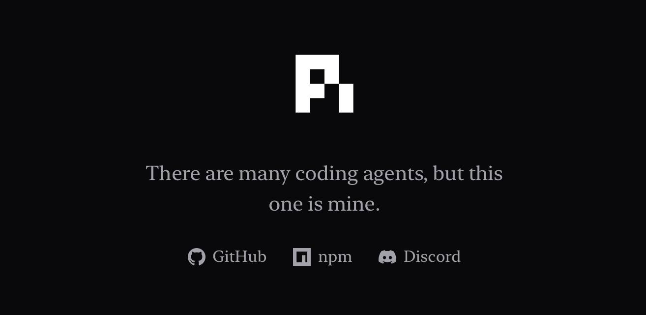 The old pi.dev homepage, with the tagline: There are many coding agents, but this one is mine.